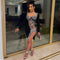 Diamond Inlaid Long Sleeve Nightclub Dress